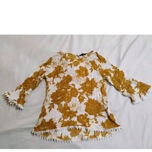 Papermoon Gold And White Floral Lace Blouse